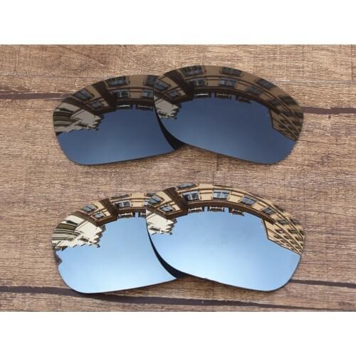 Vonxyz 2 Pairs Stealth Black & Chrome Mirror Polycarbonate Replacement Lenses for-Oakley Pit Bull Frame