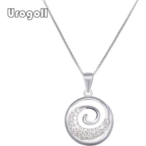 Fine Jewelry Pure 925 Sterling Silver Round Pendant Necklaces For Women Bride Romantic Wedding Party Solid Silver 925 Jewelry