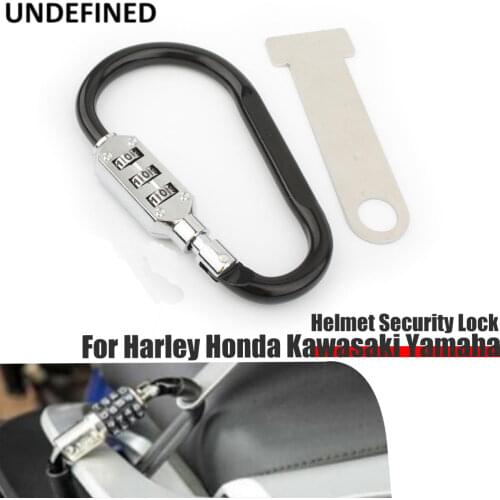 Motorcycle Helmet Security Lock T-bar 3-Digit Combination For Harley Honda Kawasaki Yamaha Indian Dirt Bike Universal Black