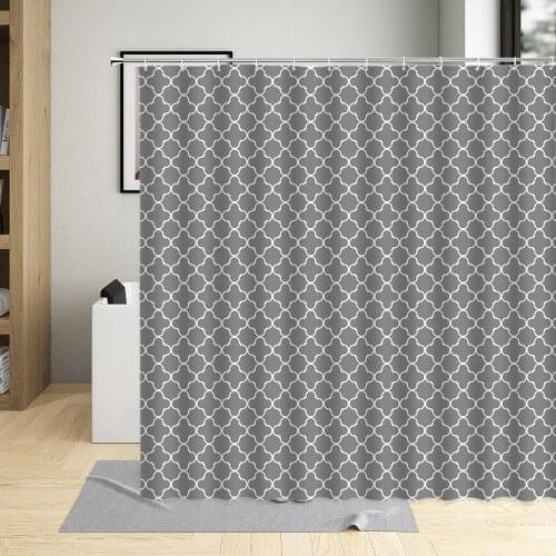 Shower Curtain Modern Simplicity Black White Gray Lattice Curtain Decoration Bathroom Screens Home Washable Polyester With Hook