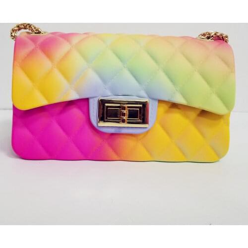 Womens bag 2021 new pvc leather color frosted shoulder jelly bag linge fashion chain bag small bag