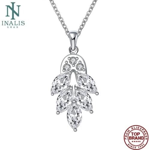 INALIS Plant Shape Women Necklaces Stylish Exquisite Leaf Shape Zircon Pendant Necklace Prom Gift Fashion Jewelry New Arrival