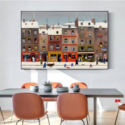 France City Streetscape Buildings Oil Painting Canvas Wall Art Posters And Prints Home Aesthetic Living Room Bedroom Decorations