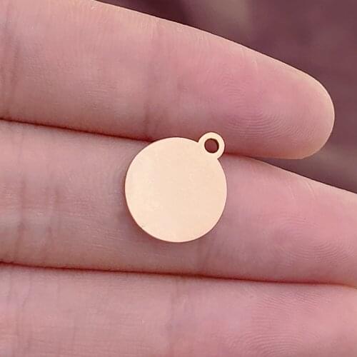 10pcs/Lot Stainless Steel Round Charm Disk Stamping Blanks Pendant DIY Tag Discs Making Necklace 12*15mm