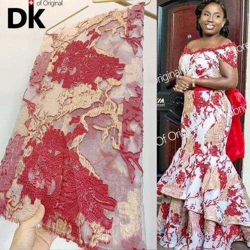 2.5 Yards 2021 Latest African Lace High Quality Organza Brocade Net Lace Embroidery Fabric For France Daily Cloth Or Dress Sew