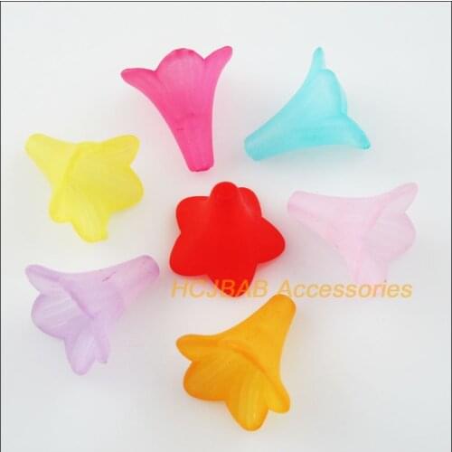20Pcs Mixed Acrylic Plastic Horn Flower Spacer Beads End Caps Charms 20x22mm