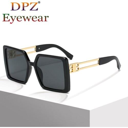 2021 New Fashion Designer Womens Square Sunglasses Vintage Oversized Black Luxury Brand Sun Glasses Female Elegant Shades 8319