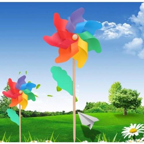 24cm Wood Garden Yard Party Windmill Wind Spinner Ornament Decoration Kids Toys T3LA