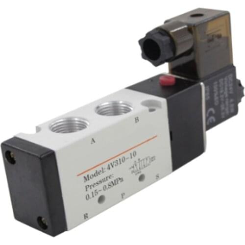 4V310-10 5 Ports 2 Position Single Solenoid Pneumatic Air Valve 3/8" BSPT12V 24V DC 110V 220V AC