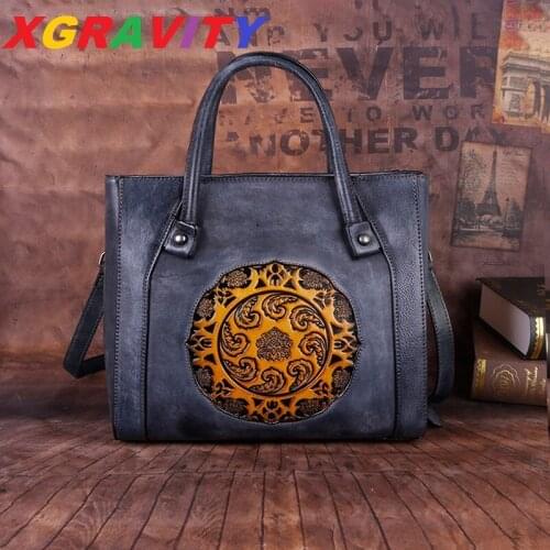A014 2021New Spring Cowhide Genuine Leather Bags Elegant Luxury Ethnic Women Handbag Vintage Floral Cross Body Lady Bags Girls