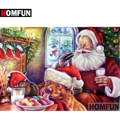 HOMFUN 5D DIY Diamond Painting Full Square/Round Drill "Santa Claus" Embroidery Cross Stitch gift Home Decor Gift A09234
