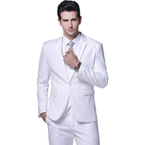 White Slim Fit Men Suit Wedding Tuxedo Formal 2 Pieces Modern Blazer Suit Terno Masculino Traje Hombre Groom Suit