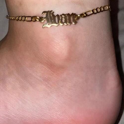 Stainless Steel Personalized Custom Name Women Girl Anklet Bracelet Foot Jewelry Handmade Letter Chain Anklets Birthday Gift