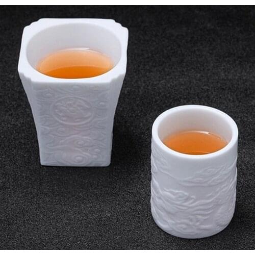 Ceramic Whiteware Tea Master Cup Sheep Fat Jade Plain Burning Individual Cup Porcelain Seal Cup Single Cup
