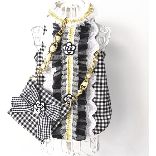 Cat Dog Clothes Bag Set Pet Dress Vest Luxury Pearl Decoration Classic Camellia Puppy Clothes for Dog Small Meduim Dog Chihuahua