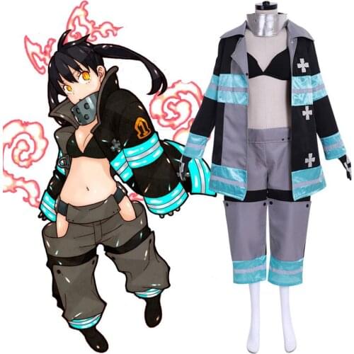 Cosplaydiy Cartoon Anime Fire force No.8 Special Team Maki Oze Cosplay Costume Adult Kids Halloween Suit L320