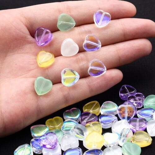 10mm Heart Crystal Beads Solid Loose Spacer Bead for Jewelry Making DIY Bracelet Necklace Earrings Crafts Accessories 30pcs
