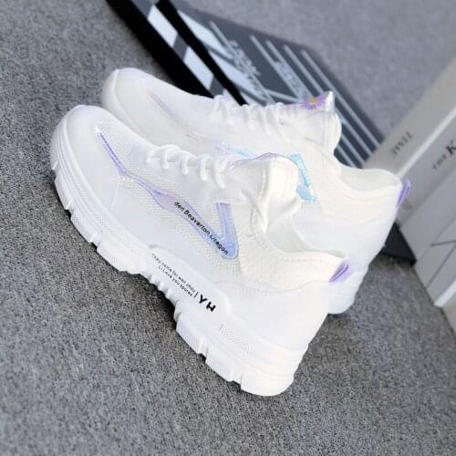 Womens comfortable and lightweight cross-lacing mesh shoes hollow breathable mesh flat color matching sneakers 2021 summer