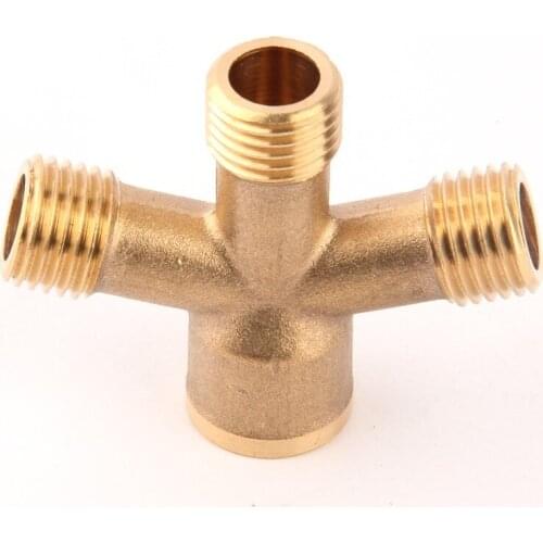 14mm Female/male Thread Four Ways Brass Connector Garden Irrigation Machine Spray Splitter Durable Metal Material NuoNuoWell