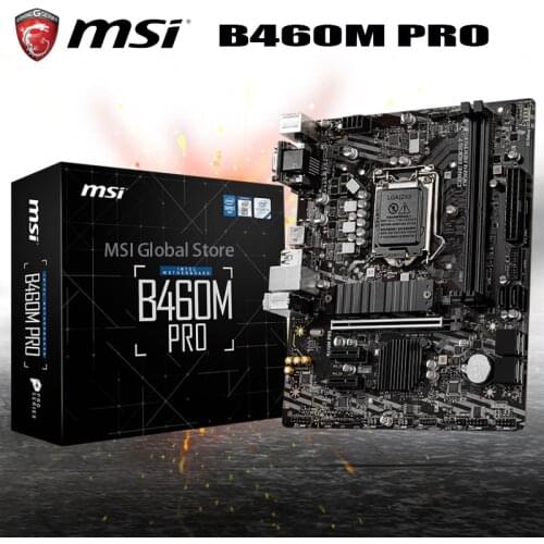 LGA 1200 MSI B460M PRO Motherboard DDR4 64GB M.2 SATA3 DVI VGA Support 10th-Gen Cpu Desktop Intel B460 Placa-Mãe 1200 Micro ATX