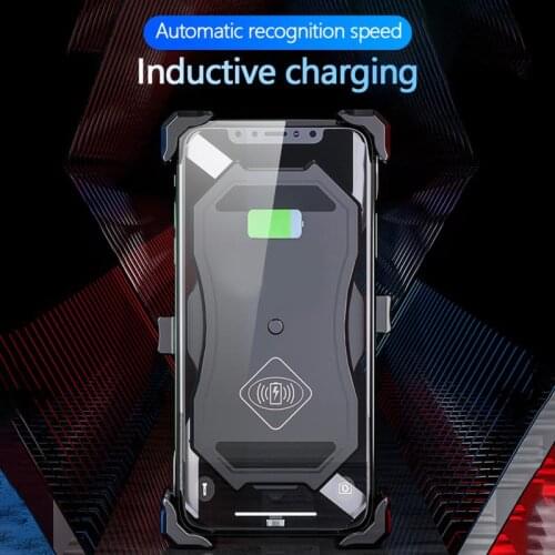 Motorcycle Mobile Phone Holder 15W Handlebar Bicycle Bracket Quick Charge Wireless Charging+Usb Charger GPS Mount Bracket