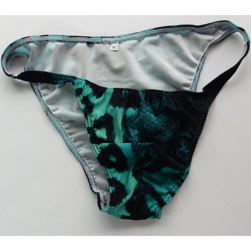 Mens String Bikini Stripe Jersy nylon Spandex G3774 Narrow Waist Swimsuit Fabric Prints Tiger