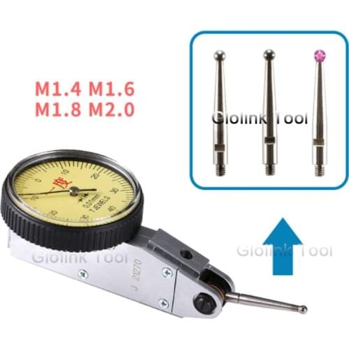M1.4 M1.8 M2 Thread 2mm Head OD 15mm 18mm 36.5mm Length Ruby Head Pin Gauge Micrometer Tip Lever Dial Test Indicator Probe