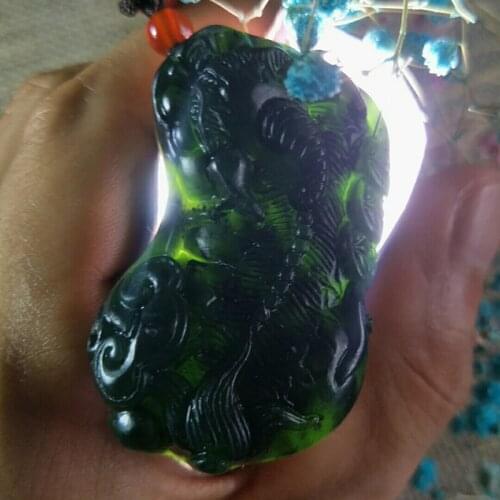 Natural Black-Green Jade Hand Carving Pi Xiu Jade Pendant Jewelry Lucky Exorcise Evil Spirits Safety Amulet Pendant Fine Jewelry
