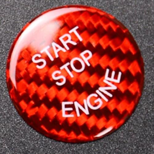 Genuine Carbon Fiber Red Keyless Go Push Start Stop Button Cover for BMW
