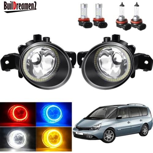 Angel Eye Fog Light Assembly For Renault Espace 4/IV (JK0/1_) MPV 2003-2012 Car Front Bumper Fog Lamp With Halo Ring DRL H11 12V