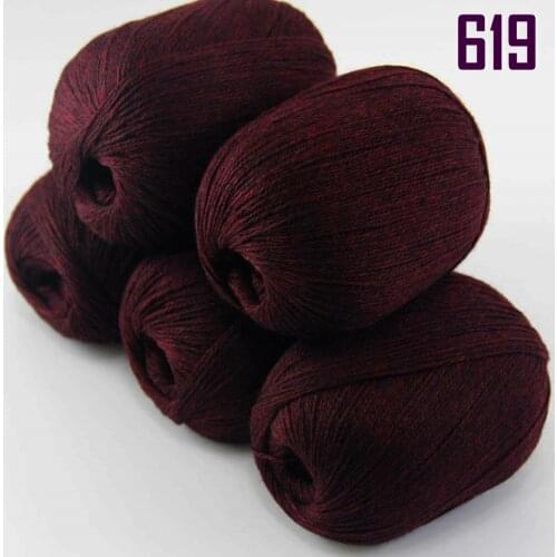 Sale New 5 X50g Balls High Quality 100% pure cashmere luxury warm soft hand knitting Yarn 233-619-5 Wine Black