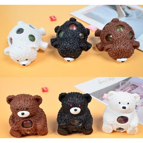 Cute Bear Stress Balls Toy Animal Anti Stress Ball Pressure Balls Fidget Sensory Toys Decompression Mesh Bear Toy