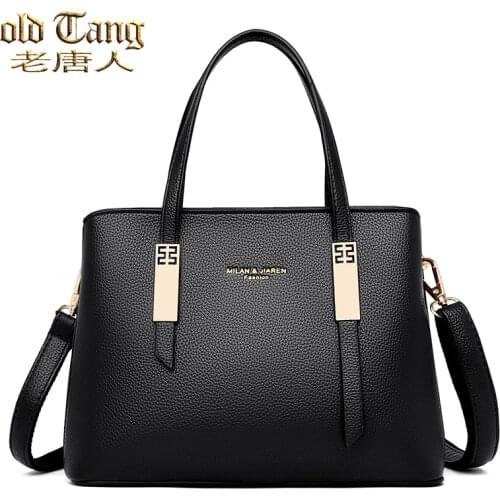 High Quality Genuine Leather Solid Color Shoulder Bags for Women 2021 Luxury Casual Handbags Large Capacity Fashion Crossbody