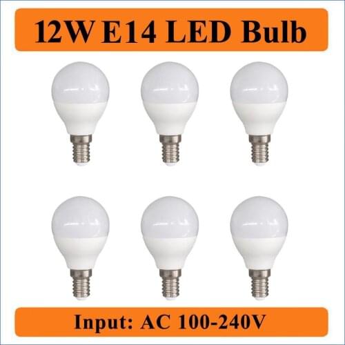 12W E14 LED Bulb Lamps Input AC100-240V LED Bulbs Light Real Power 12W Cold Warm White Led Bubble Ball Globe Bulb