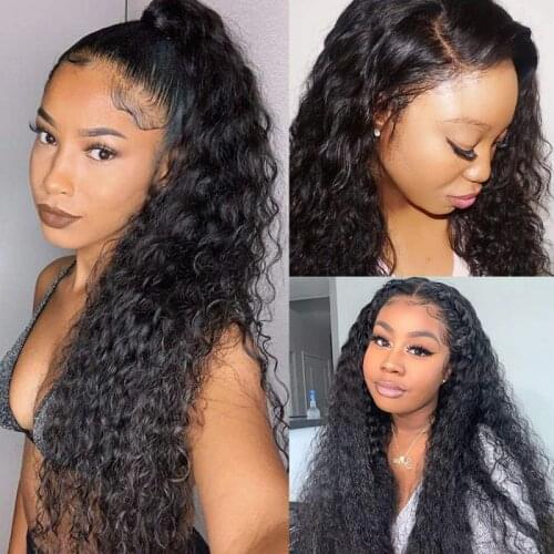 U Part Wig Human Hair Brazilian Remy Water Wave Wigs Pre Plucked For Black Women 150% Density Middle Part Wig Natural Color