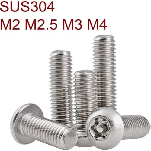 Stainless Steel A2 Round Head Torx Screw with pillar M2 M2.5 M3 M4 SUS304 Six lobe Security head screws