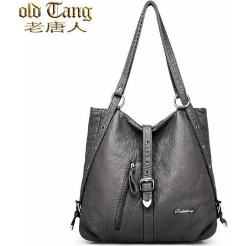 Large Capacity Multifunction Classic Backpacks for Women 2021 High Quality Soft Leather Shoulder Bags Concise Travel Bag