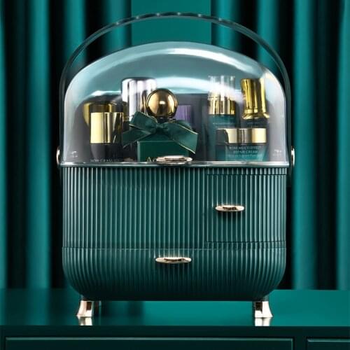 Green Transparent Makeup Organizer Cosmetic Storage Box Bathroom Storage Case Jewelry Box Desktop Organizer Dropshipping