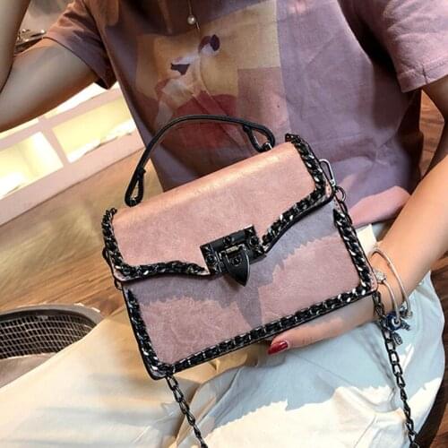 High Quality PU leather Women bag Chain Tote Shoulder Messenger Bag Vintage Handbags and Purse Fashion Square Crossbody Bag
