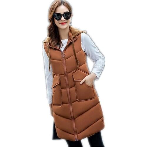 Women Autumn Winter Medium-Long Vest 2018New Arrival Women Hooded Waistcoat Sleeveless Slim Warm Casual Vest Mujer Hot Sale Q760
