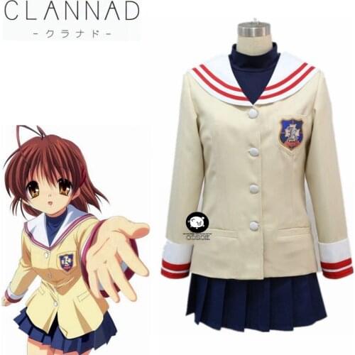 Anime CLANNAD Furukawa Nagisa Winter School Uniforms Dress Skirt Suit Cosplay Costume S-3XL Full Set