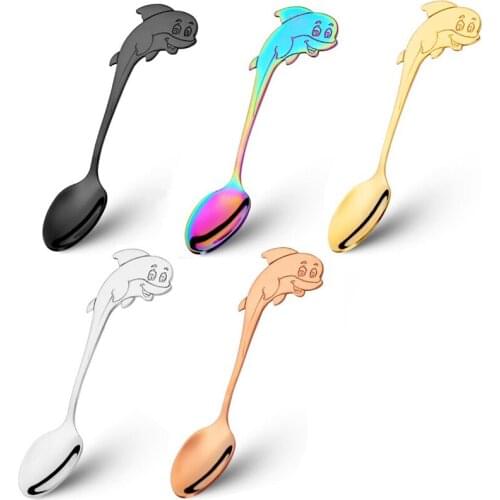 1pcs creative coffee spoon stainless steel dessert spoon watermelon spoon ice cream spoon tip Colorful