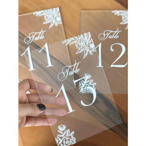 16-Wedding table number, Table number, wedding decor, table decor, Wedding tables, table numbers, Clear table numbers