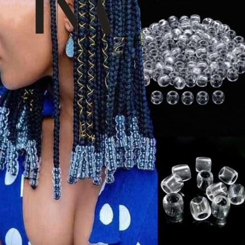 20-100pcs Colorful Hair Beads Big Hole Dreadlock Beads Acrylic Transparent Jumbo Braid Dreadlock Hair Braiding Accessories Kids