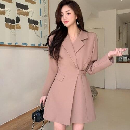 2021 Spring Office Lady Blazer Jacket Women Elegant Long Sleeve Sashes Coat Work Wear Female Outerwear