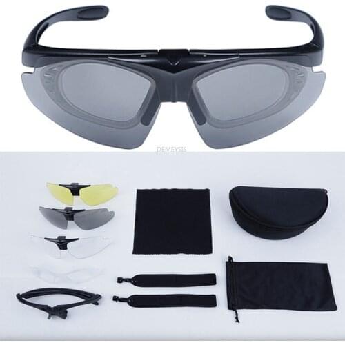 3 Lenses Shooting Glasses Impact Resistant Flip-up Lens Tactical Paintball Glasses Military Airsoft Protective Goggles