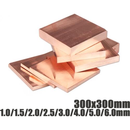 300x300mm T2 Copper Square Plate Copper Row Thick 1mm-5mm Copper Plate width 300mm Red Copper DIY Welding / Metalworking