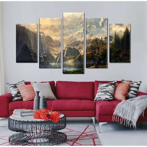 5 Panels Mountain Scenery Picture Print Painting Modern Canvas Wall Art for Wall Decor Home Decoration Artwork