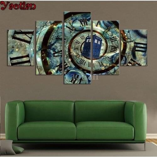 5 Pieces Doctor Who Time Machine Diamond embroidery diamond painting cross stitch full square round drill 5d puzzle picture