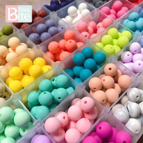 Bite Bites 50pcs Silicone Beads 12mm Eco-friendly Sensory Teething Necklace Food Grade Mom Nursing DIY Jewelry Baby Teethers Toy